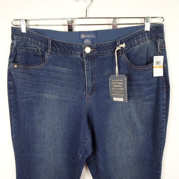 Democracy Slim Jeans Women's Plus Size 24W Blue Denim Stretch High Rise Straight - Picture 3 of 13